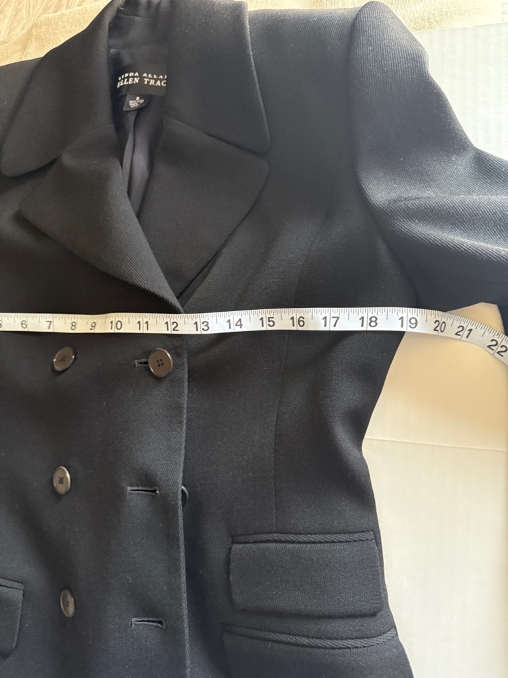 Linda Allard Ellen Tracy Women' s 100% Wool Blazer Double Breasted Brown Size 8 - Picture 9 of 11